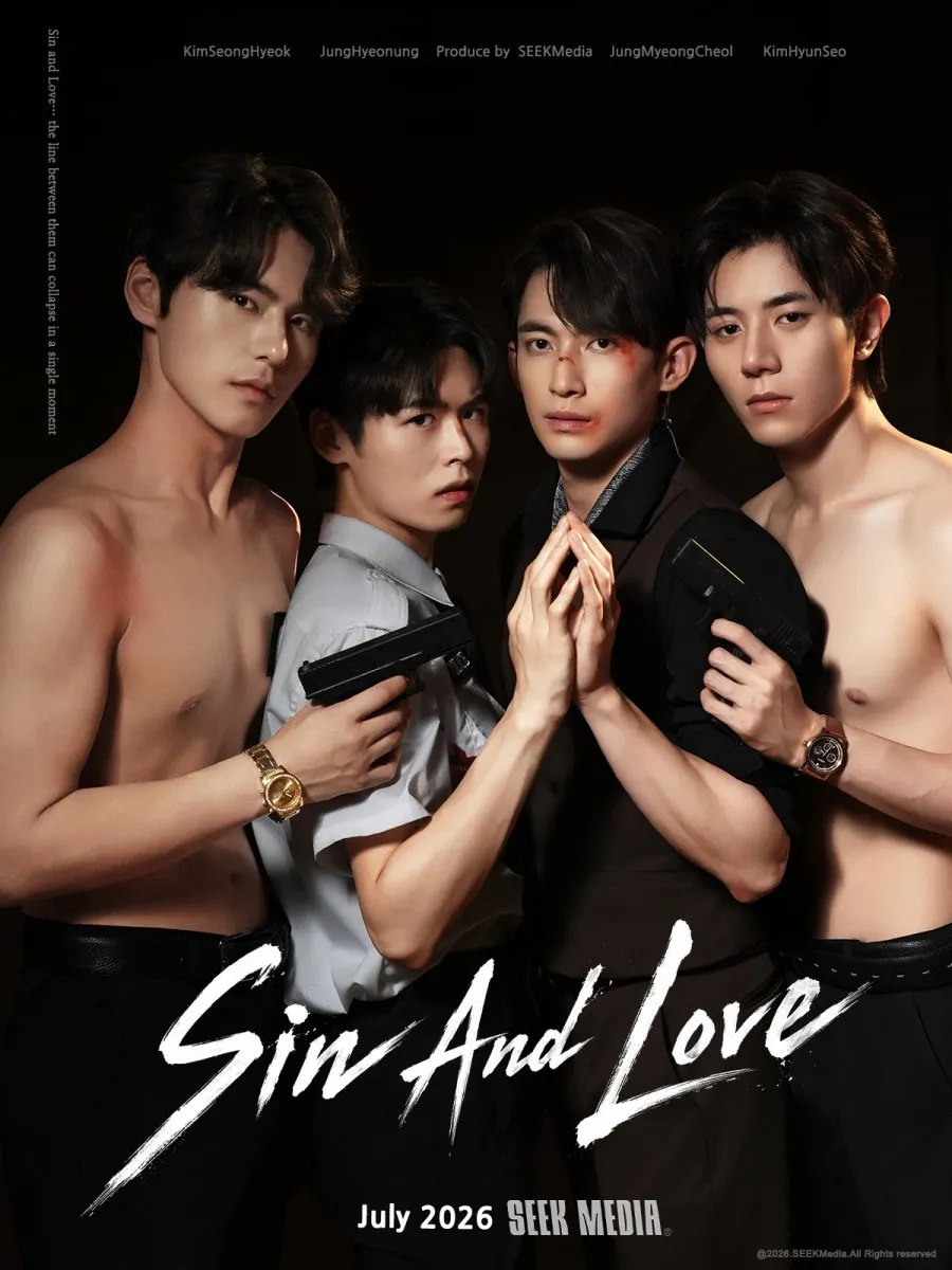 Sin and Love K-drama poster with main cast members in a moody, dark-toned promotional image